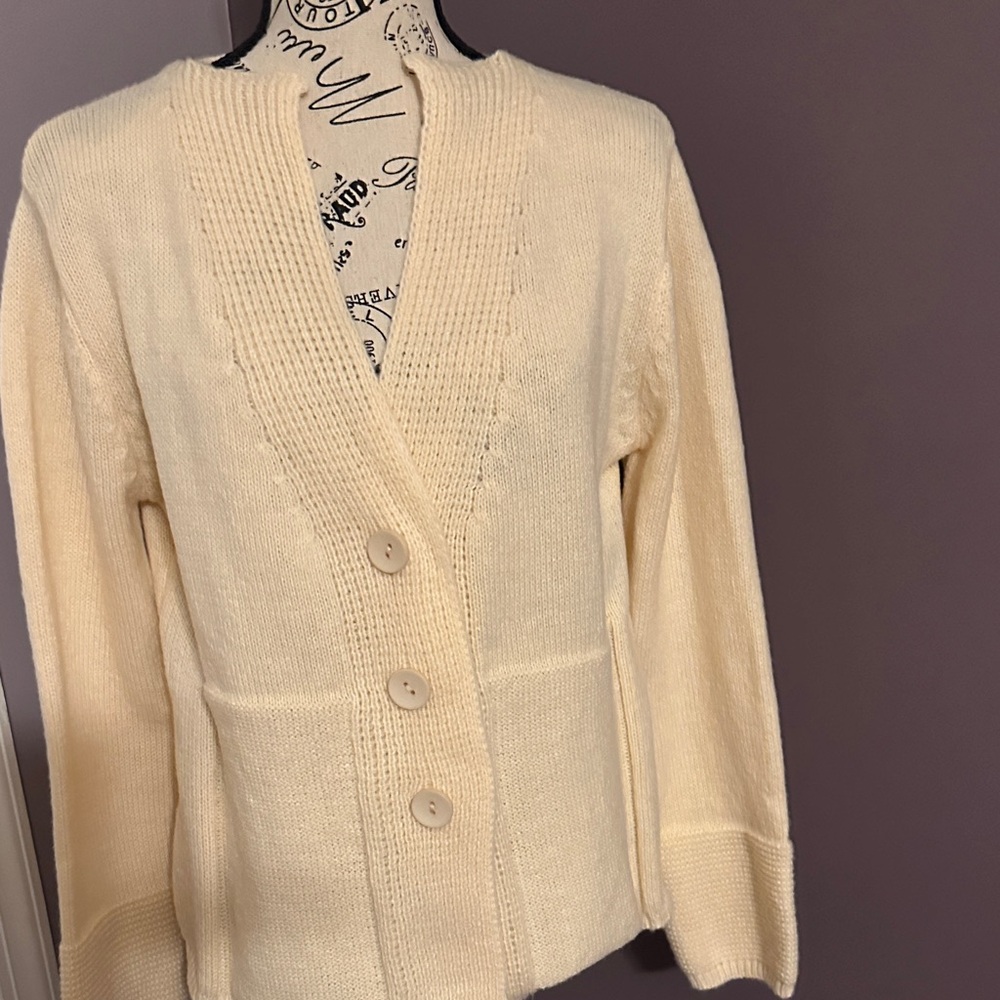 SHEIN Cream Button-Up Cardigan